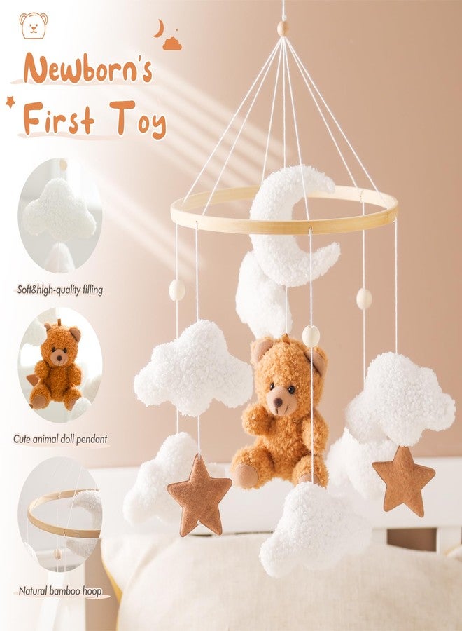 let's make Baby Mobile for Crib Bear Cloud Crib Mobile Handmade Furry Nursery Mobile Gender Neutral Crib Toy Hanging for Nursery Decor Accessories - Image 2